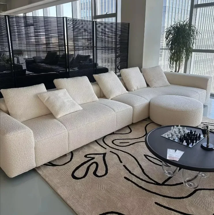 #Curved Modular Sofa Set in Velvet, Oversized Modern Minimalist Design for Large Space in Villa, Corporate or School Lounge
