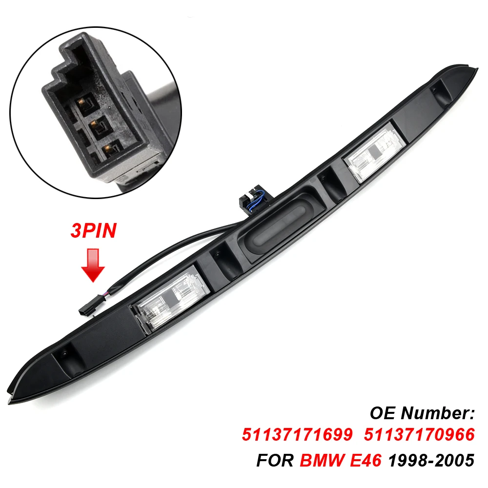 Poignée de couvercle de coffre de voiture avec bouton clé, interrupteur de hayon noir, BMW E46 SION i 320i 323i 325i 328i 330i 1998-2005 51137171699