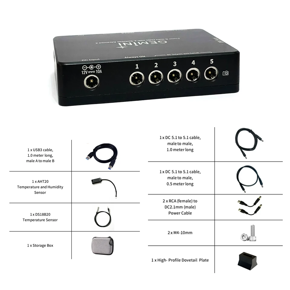 2026 Gemini Astro Power Box HUB USB3.2+DC ASCOM Power Box Astronomie-Teleskop Fotografie Stromversorgungsbox Typ-C Schnittstelle