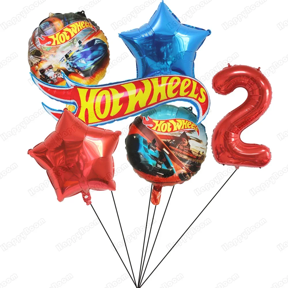 1Set Hot Wheels Birthday Party Balloon Birthday Decoration 32inch Red Number Balloons Set Flamme Cars Globos For Boys Girls Gift - view 3