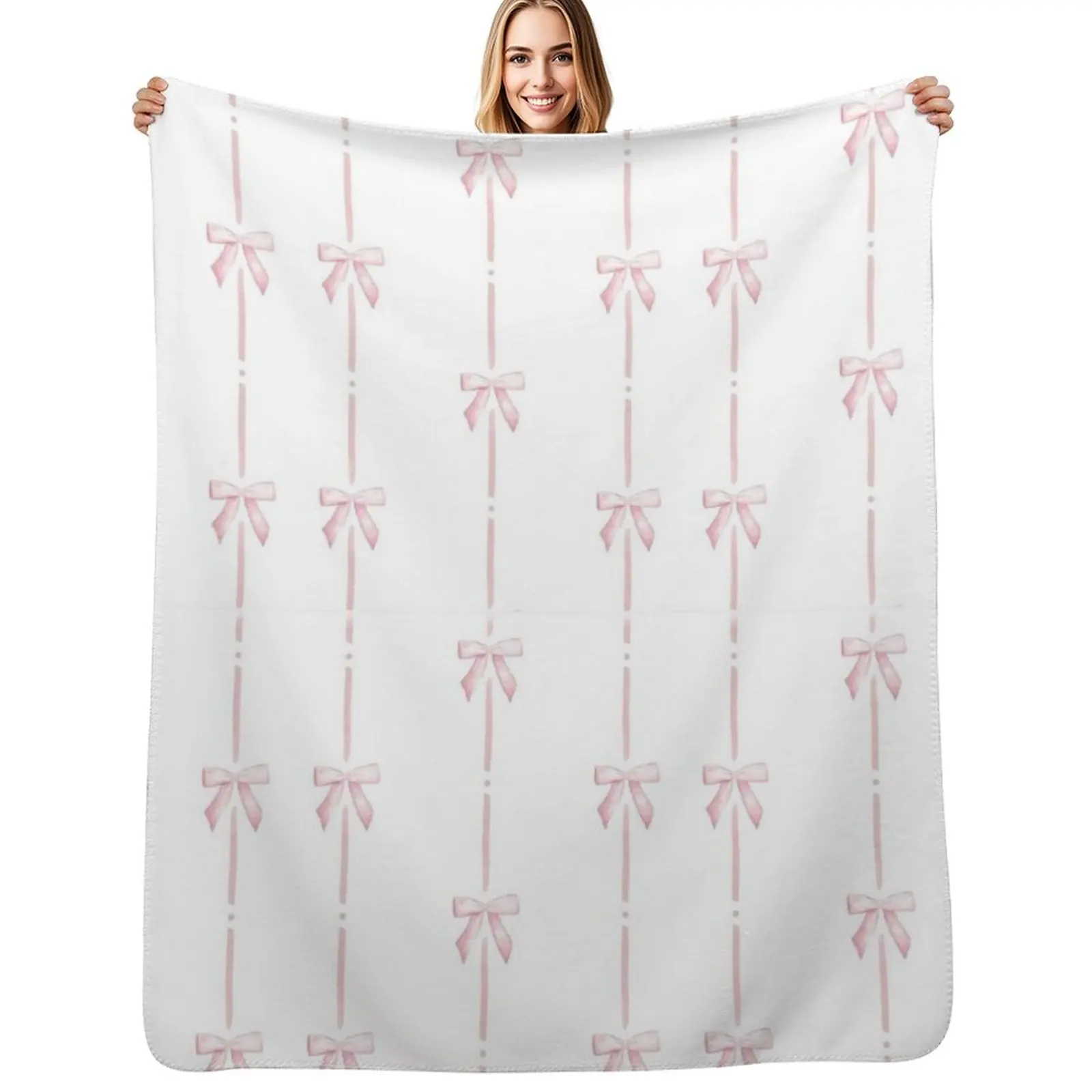 

Pink bow ribbon coquette Throw Blanket Giant Sofa bed plaid Hair Weighted Blankets