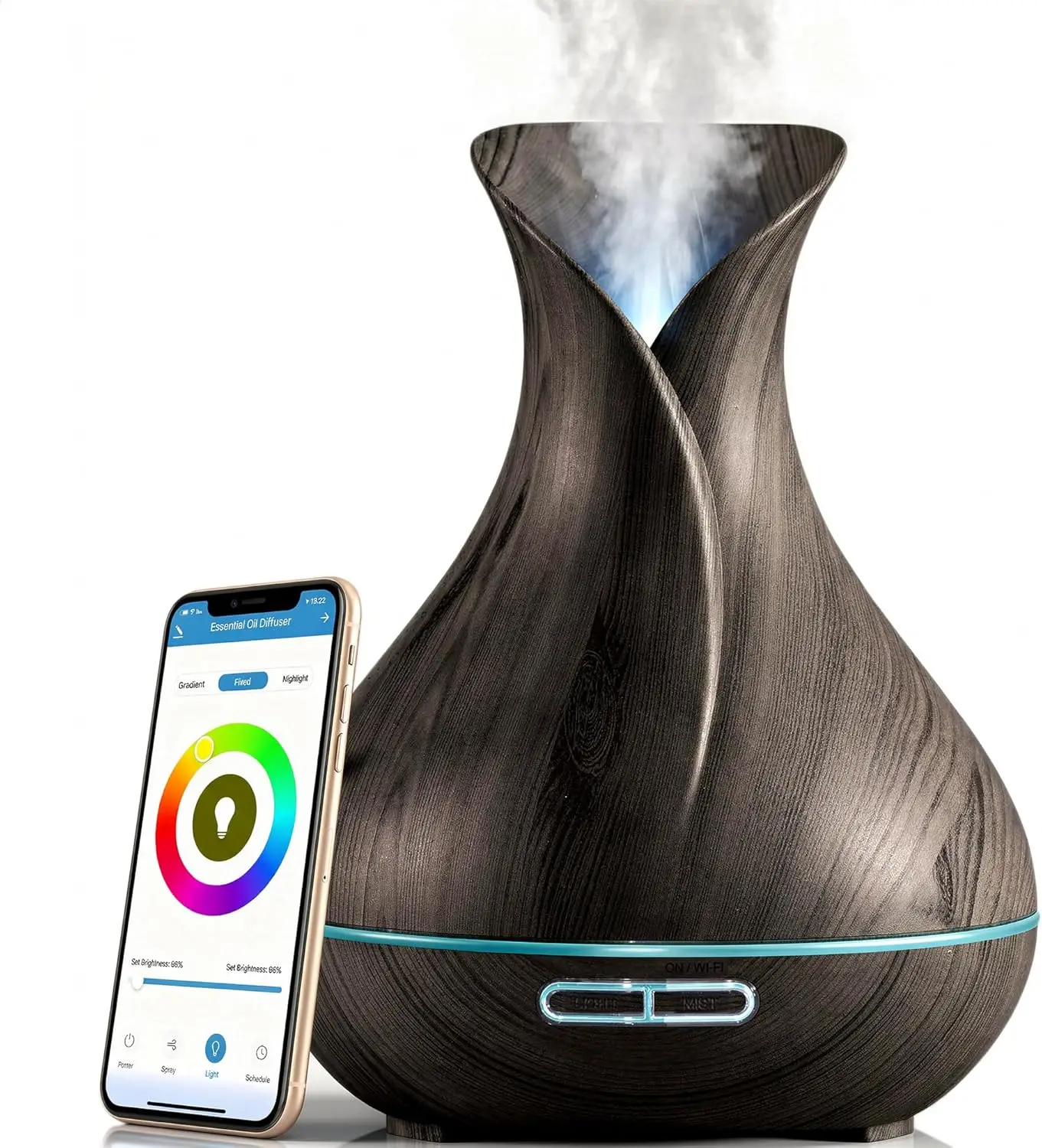 

Smart WiFi Humidifier with App & Voice Control, 400ml Ultrasonic Diffuser for Aromatherapy, Works with Alexa & Google Home