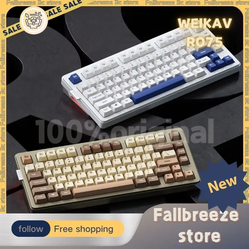 

Weikav Ro75 Mechanical Keyboard Kit Wired Aluminium Alloy Rgb Qmk/Via Quick Dismantling Custom Structure Keyboard For Accessory