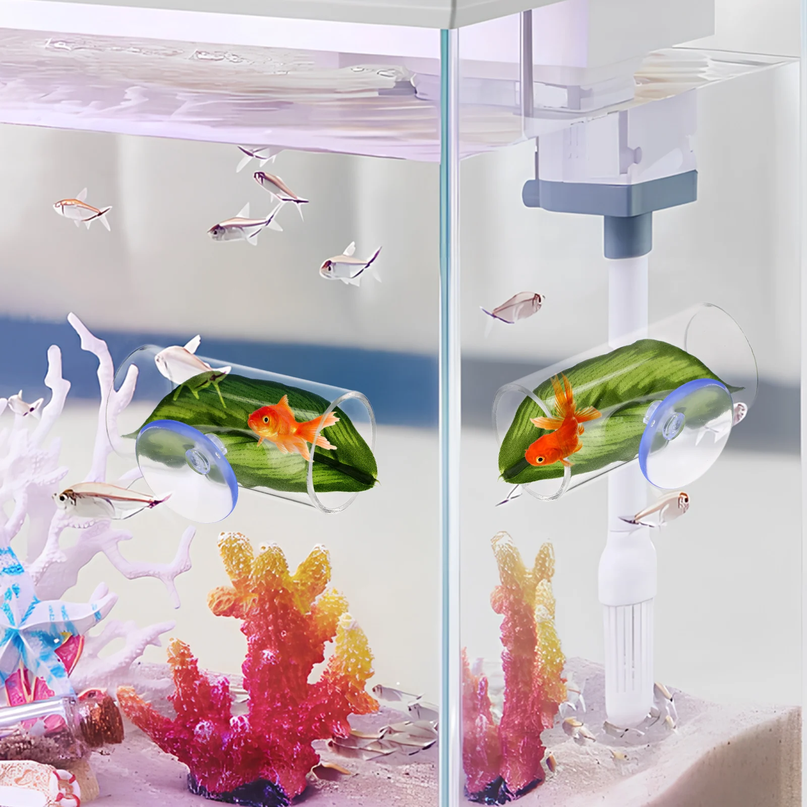 

2Pcs Betta Fish Resting Leaf Clear Acrylic Hideout Aquarium Tunnel Betta Cave Fish Tank Accessories Aquarium Cave