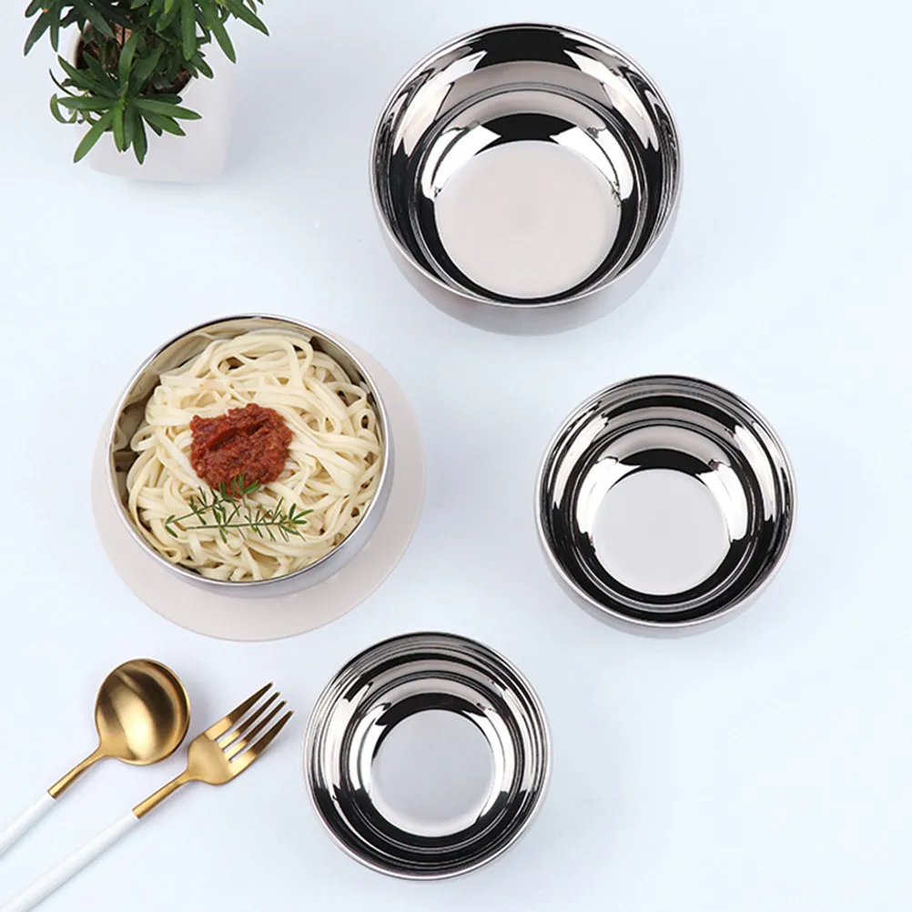 

1 шт. 14-сантиметровая термостойкая суповая миска из нержавеющей стали с двойными стенками, для хранения риса и овощей, без крышки