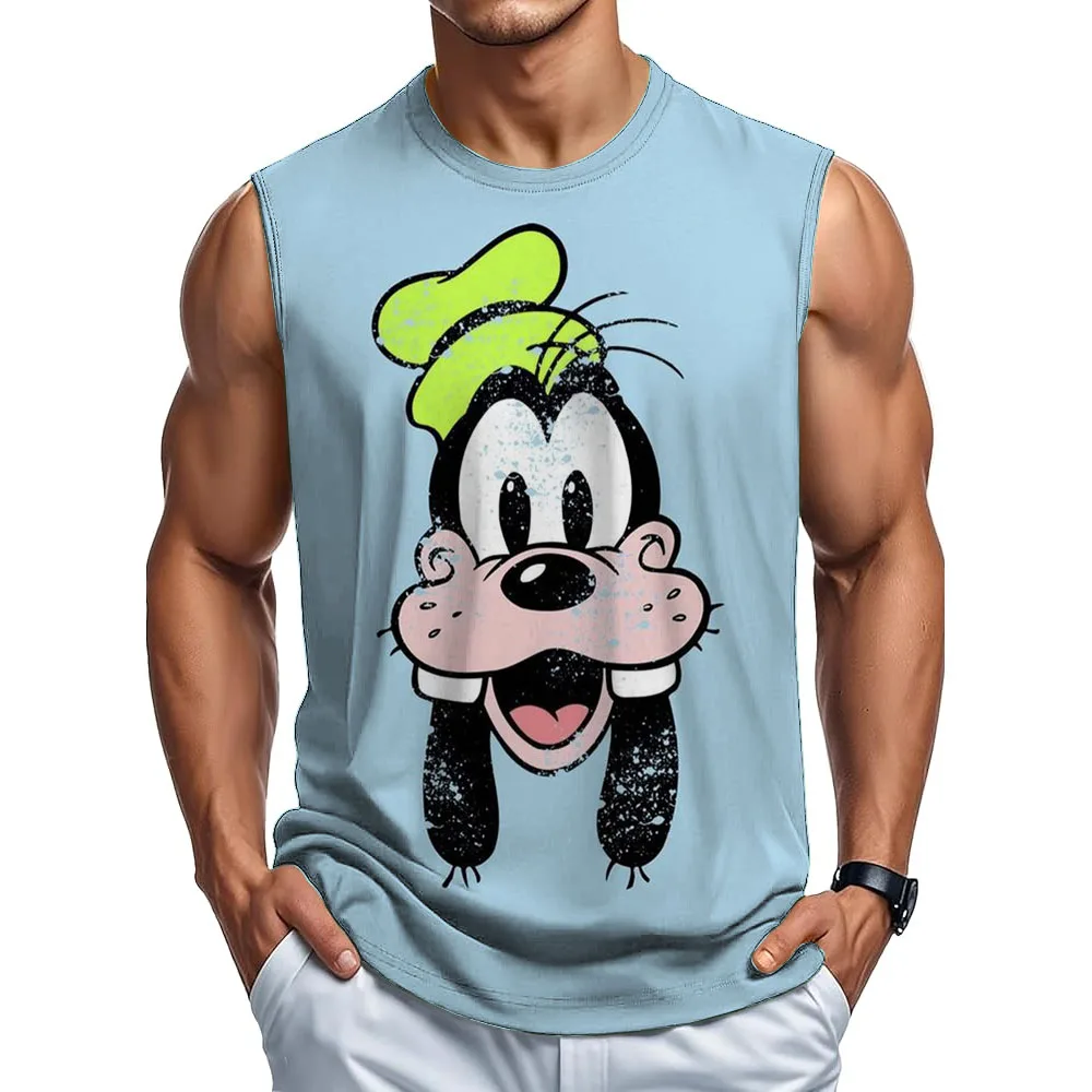 

Brand Bodybuilding Clothing Fitness Mens Muscle Vest Summer Disney Goofy Print Sleeveless Shirt Gyms Stringer Tank Top Men Tank