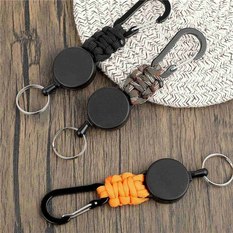 AA84 Portachiavi retrattile da 6 pezzi Porta badge con cordino retrattile resistente Clip retrattile Portachiavi retrattile Portachiavi