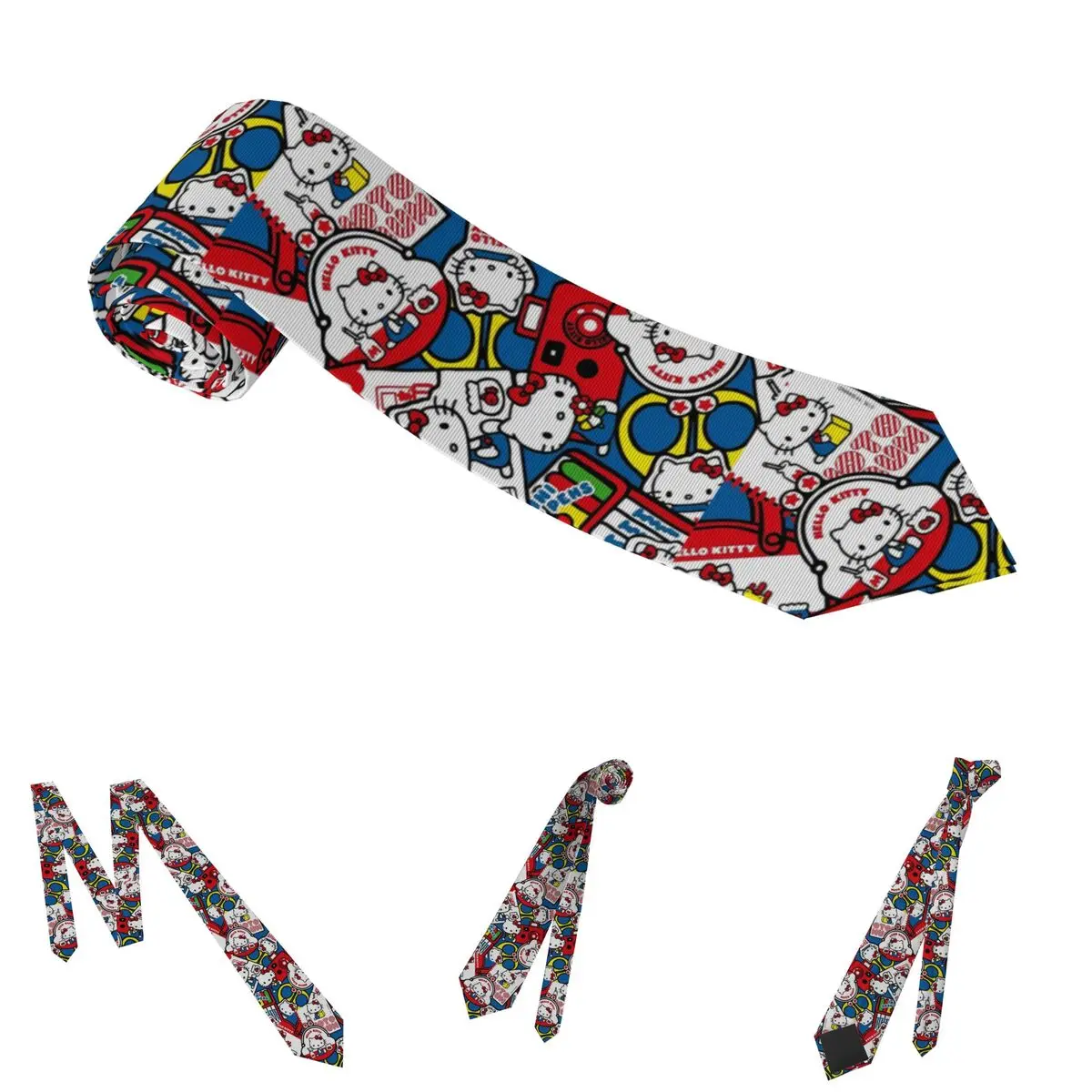 Hello Kitty cravates colorées hommes femmes 8 cm mignon dessin animé cravates pour hommes mince classique accessoires cravate Cosplay accessoires