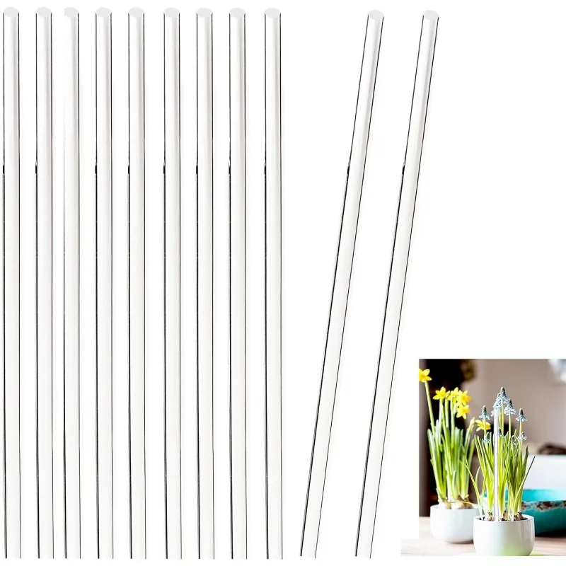 Naxilai 15Pcs 18 Inch Acrylic Plant Stakes Garden Clear Orchid Rod Clear Plant Sticks Potted Plant Support Bar