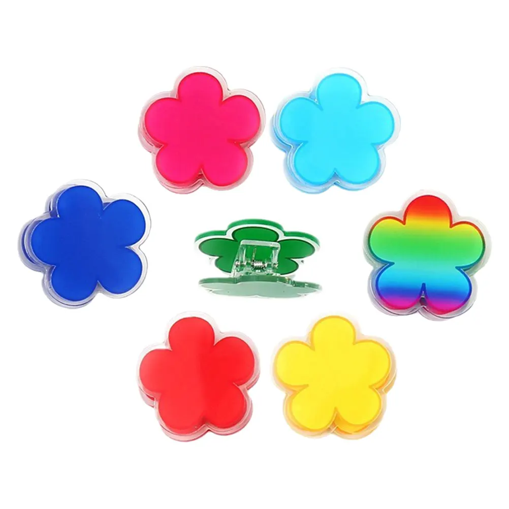 7pcs Cute Flower Acrylic Clips Reusable Kitchen Bag Seals Food Sealing Clips Multifunctional Grip Fastening Tools For