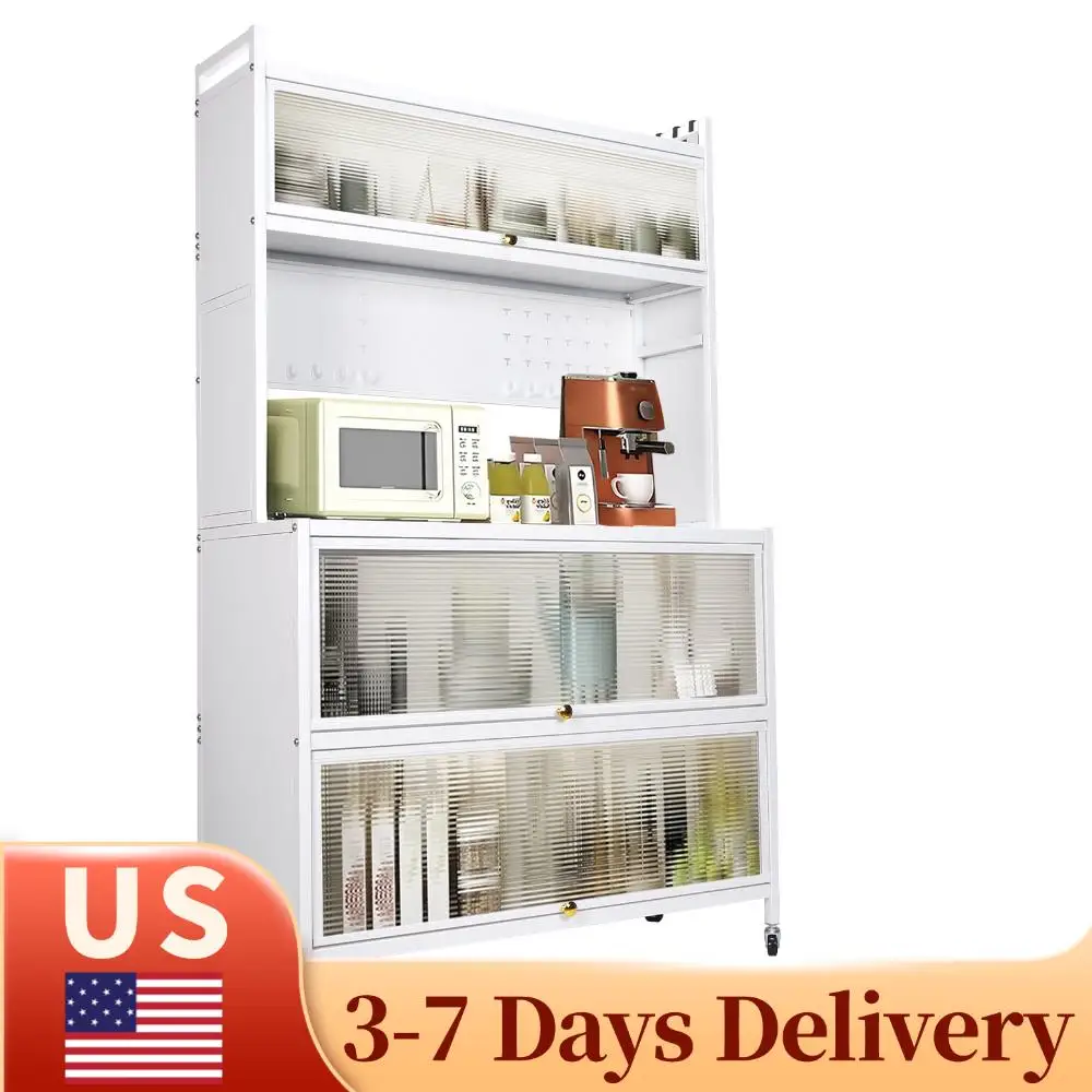 

Комплект из 2-х шкафов для хранения на 64 дюйма с колесиками, отдельно стоящий стеллаж для гостиной и столовой