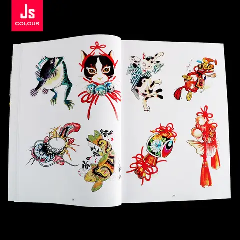 Japanese Style Pattern Book Tattoo Supplies PopularColorful Dragon Hawk Samurai Flower Snake Tiger Cute Frog For Tattoo Beginner
