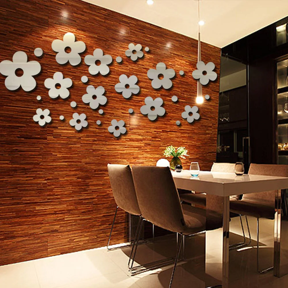 

1Set Acrylic Flower Mirror Sticker Modern Wall Decorative Decal for Home Office Nursery Art Room Game Room Smooth Flat Surface