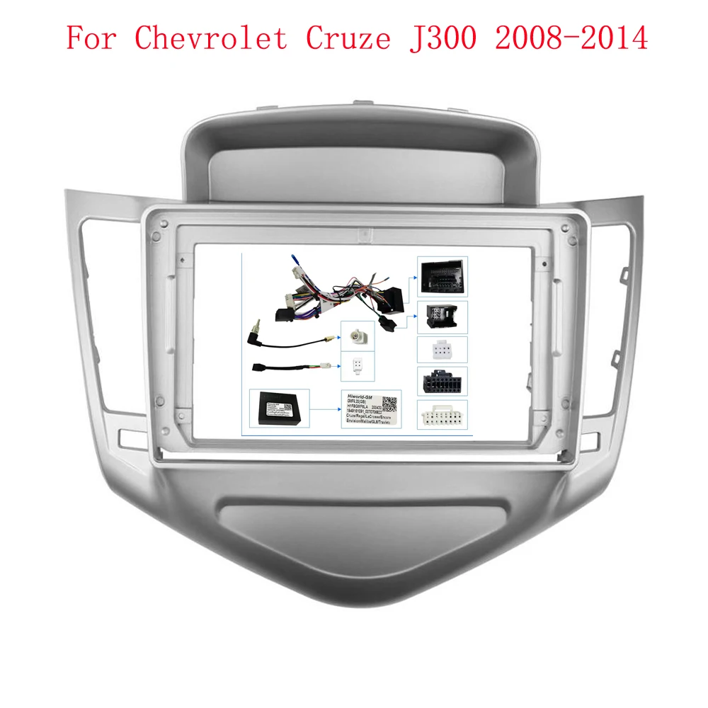Car Radio Fascias Frame For Chevrolet Cruze J300 2008-2014 9 inch Stereo Panel Wiring Harness Power Cable Adapter Canbus Decoder