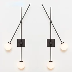 Nordic Minimalist Wall Lights Foyer Bedroom  Coffee Shop Stairs Office Wall Sconce Gold Black White Glass pendant Lamp G9 Bulb