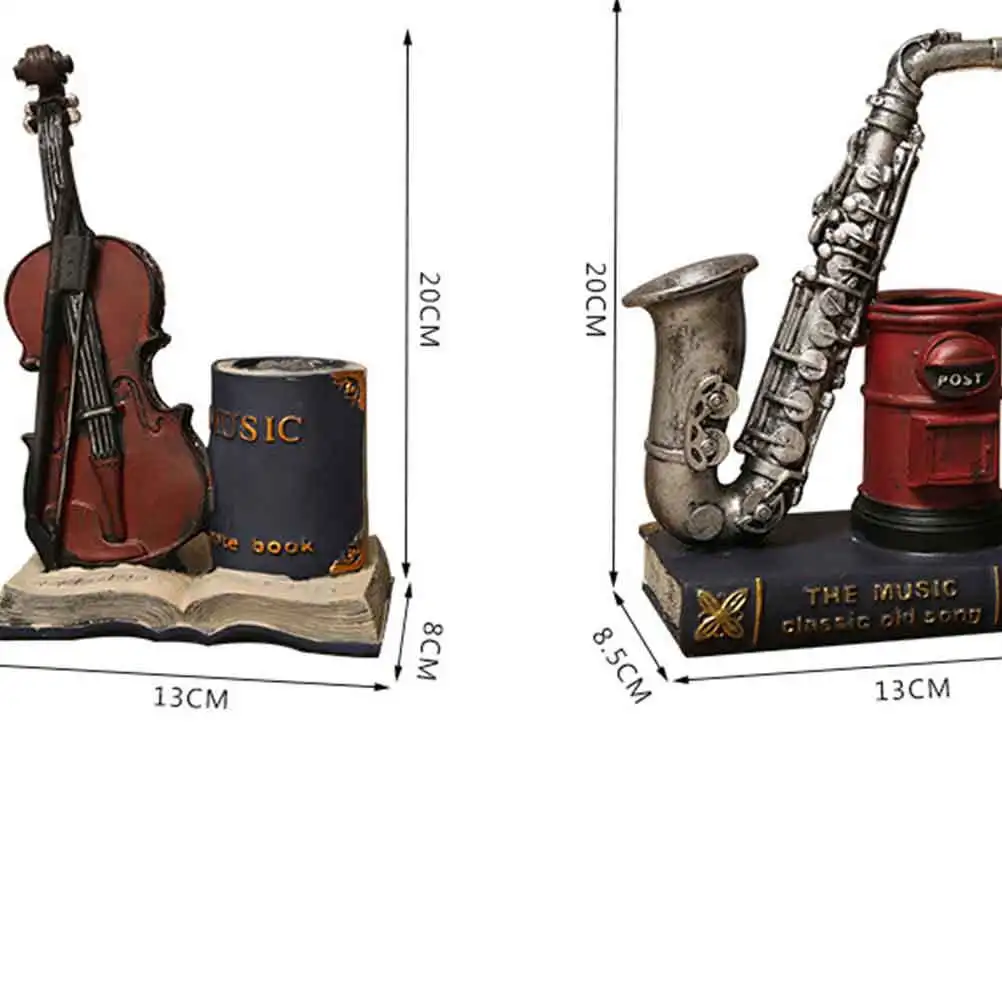 

Violin Shaped Pen Box Blue Natural Resin Pen Holder Desktop Decoration Cartoon Dog Stylish Pencil Storage Desktop Decoration