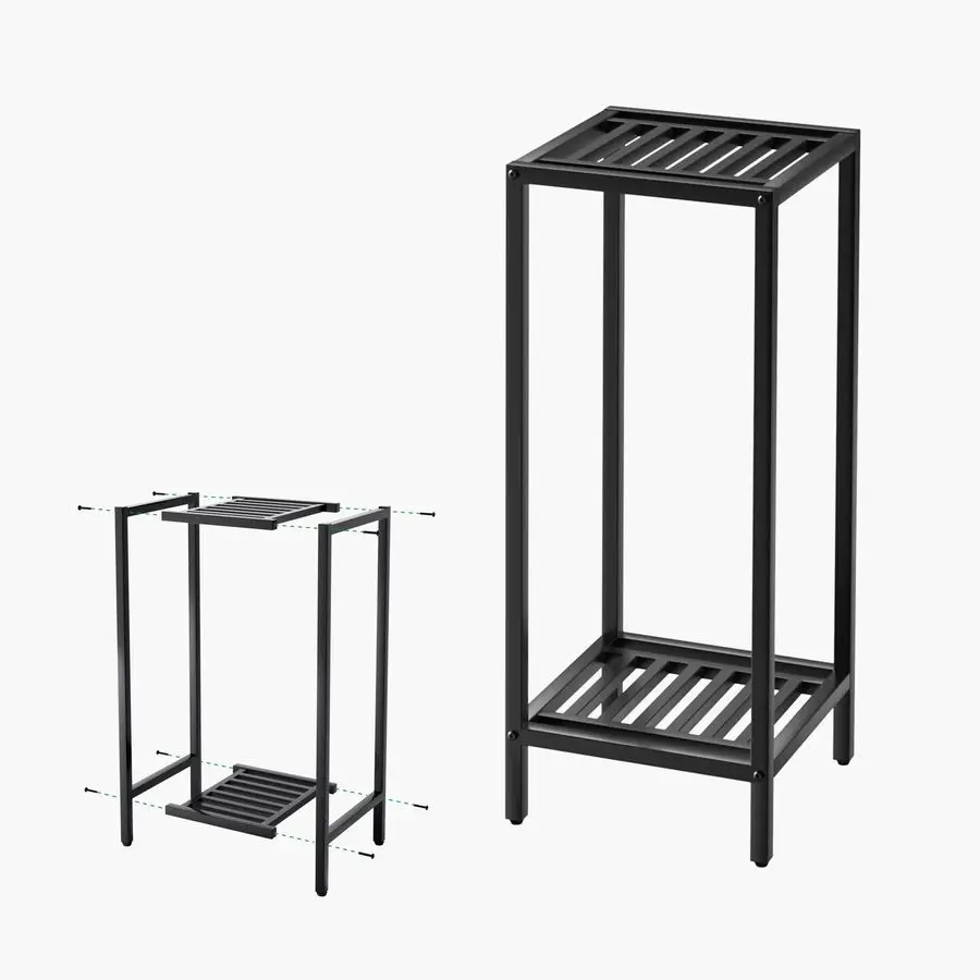 

2 Tier 30 Tall Indoor Outdoor Plant Stand, 12 L x 12 W x 30 H inch, Heavy Duty Square Metal Flower Stand for Patio, Home, Garden