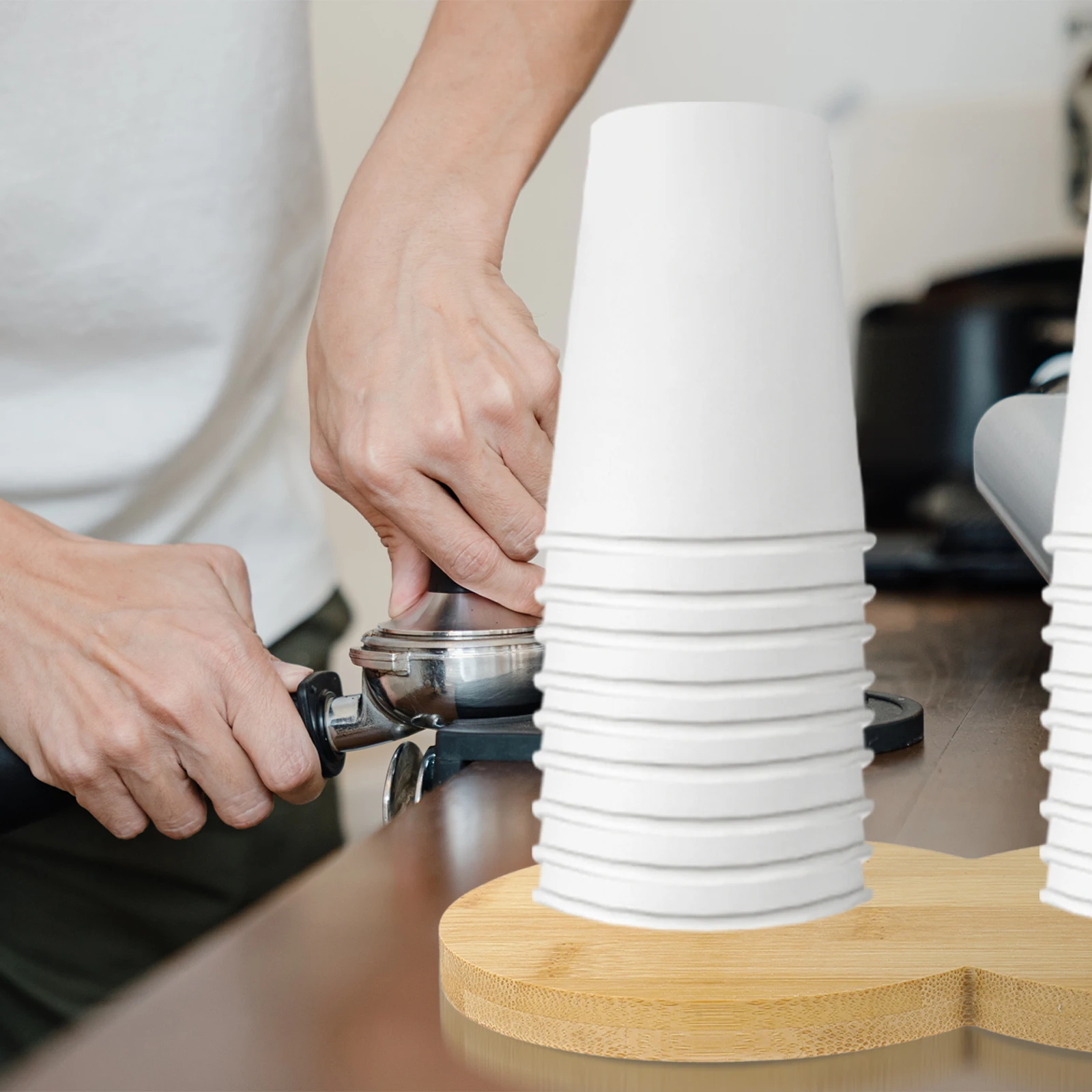 

Paper Cup Holder Storage Rack Countertop Organizer Mug Dispenser Commercial Home Supplies Bamboo Material Sturdy Smooth