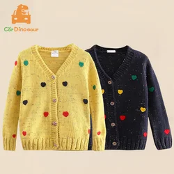 2025 Sping Autumn New 3 4 5 6 8 10 Years Children Long Sleeve Tops V-Neck Knitted Little Kids Girl Cardigan Sweater Jacket