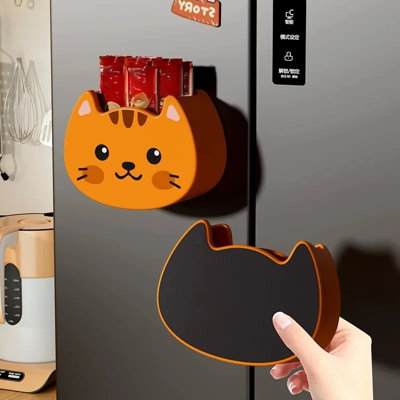 Cute cat refrigerator, strong magnetic suction, small storage box