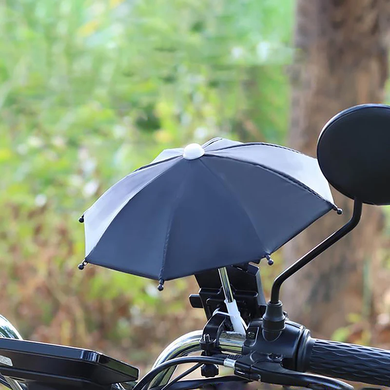 1Set Portable Waterproof Locomotive Bracket Umbrella Motorcycle Bicycle Riding Phone Holder Sun Shade Color Mini Umbrella