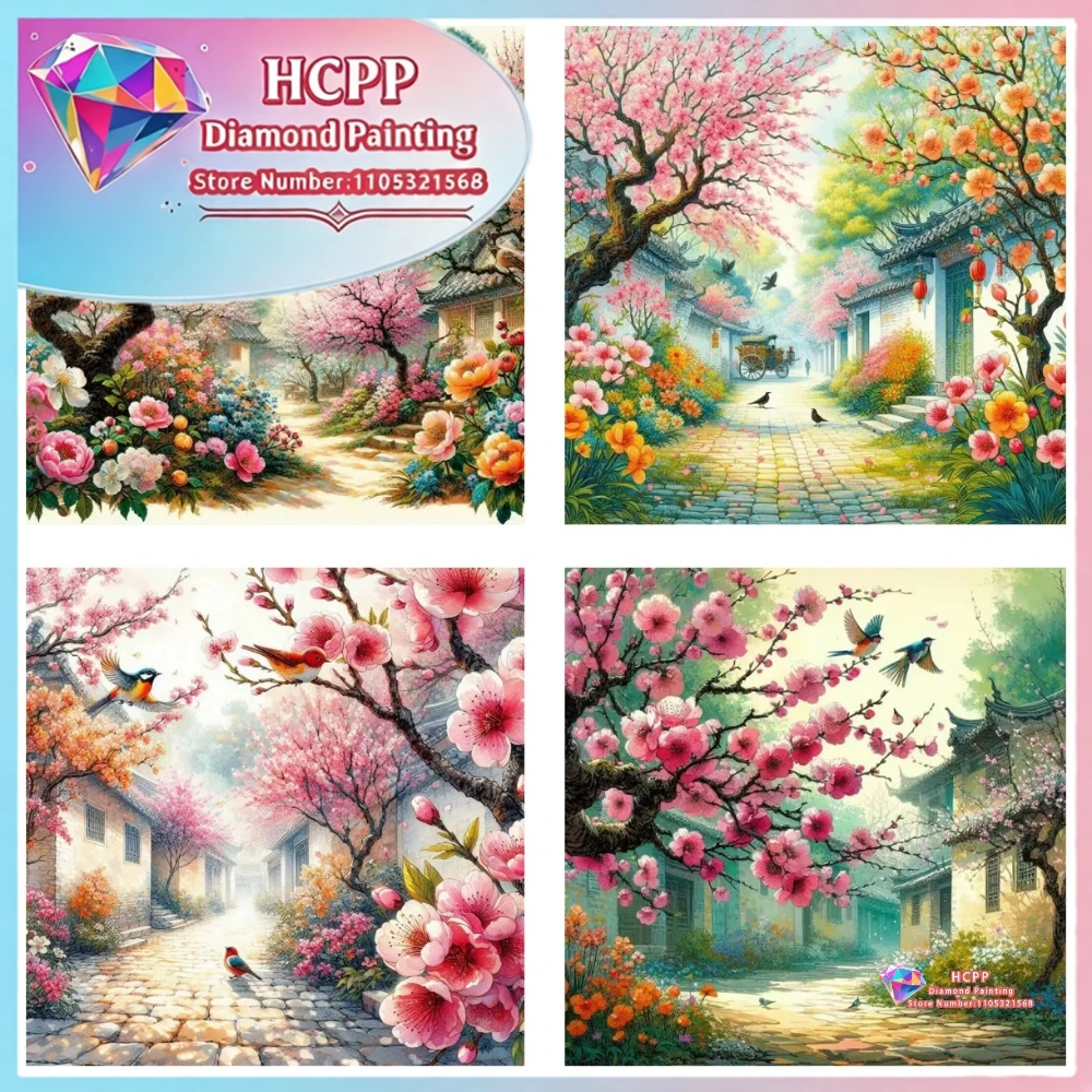 Tierhaus-Landschaft Blumen Diamant-Malerei-Set Quadratische Runde Diamanten 5D DIY Mosaik Handgemachte Kunst Exquisites Geschenk Heimdekoration