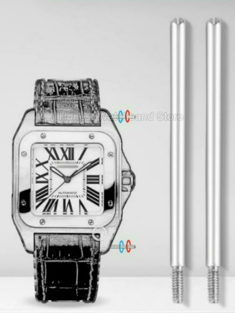 Premium Quality Stainless Steel Watch Accessories 26.5mm 30.7mm for Cartier Santos 100 Watchband Screw Connecting Bar Durable