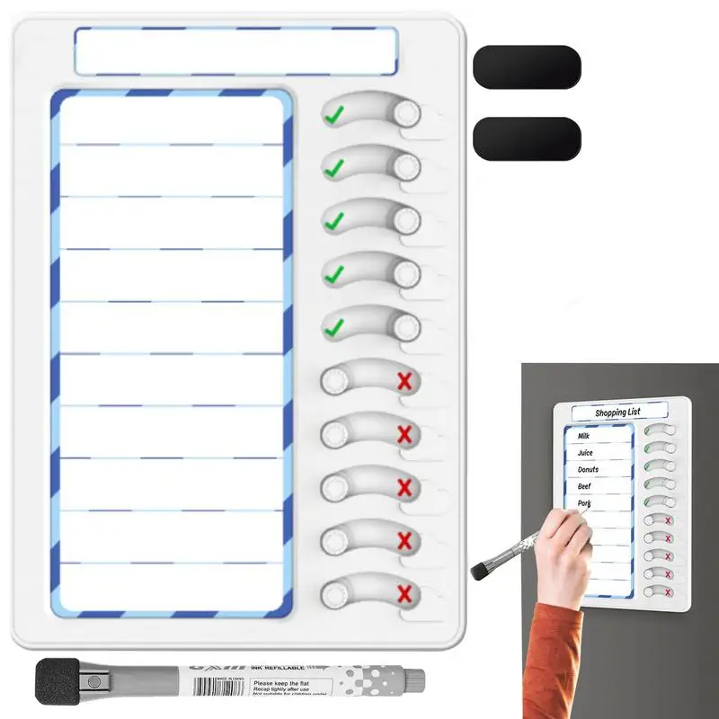 Daftar Periksa Chore untuk papan perencanaan tugas harian anak-anak dengan 10 slider dan spidol magnetik papan perencana dapat dihapus untuk daftar tugas