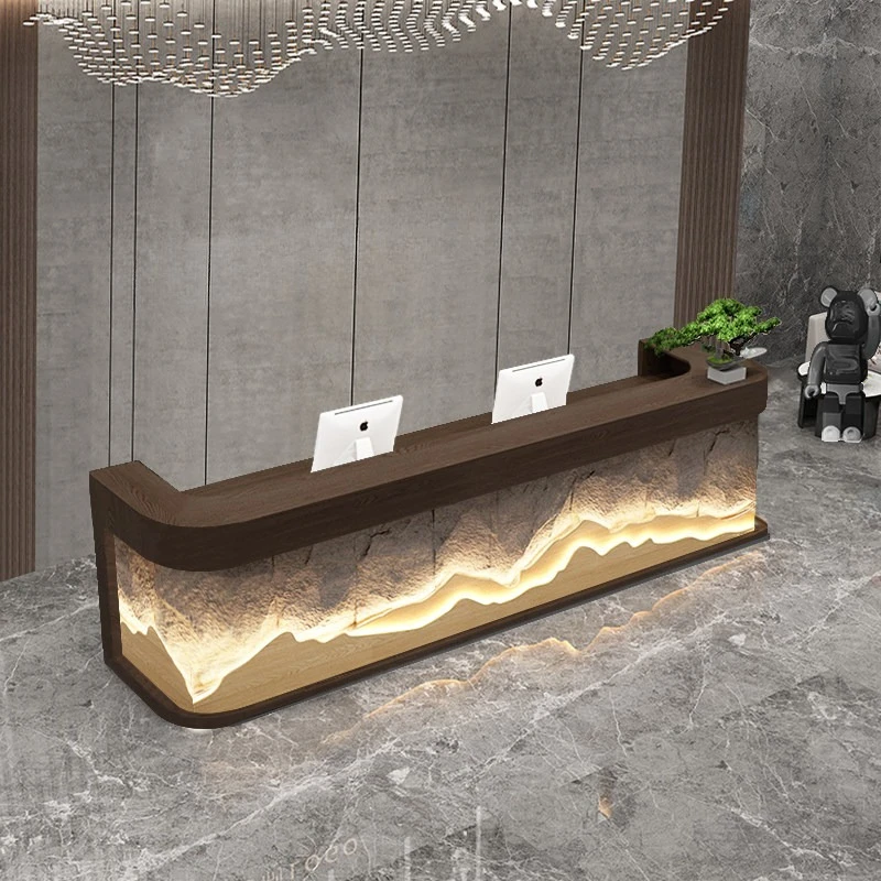 Retro art reception desk restaurant multifunctional yoga studio reception counter large recepciones para negocio furniture