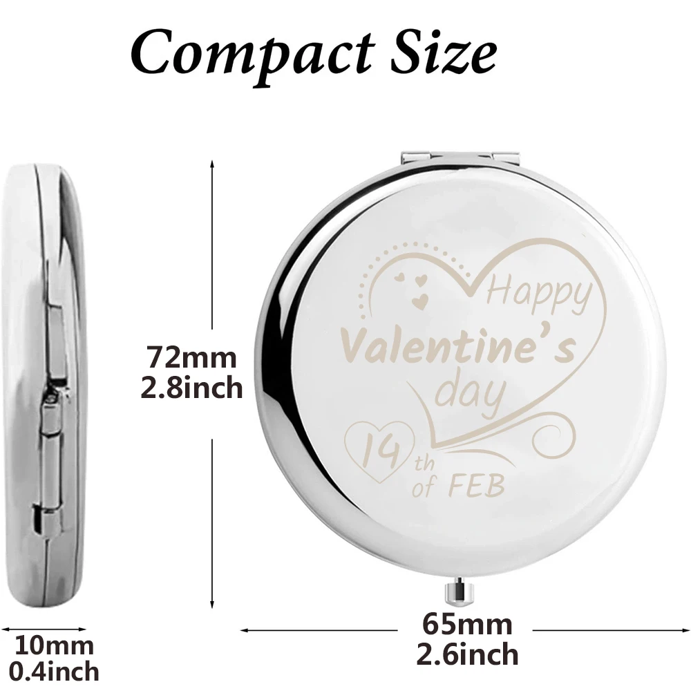 1pc Funny Valentine's Day Love Custom Name Round Circle Mirror Makeup Mirror Fold Mirror Pocket Mirror Party Gift view 6