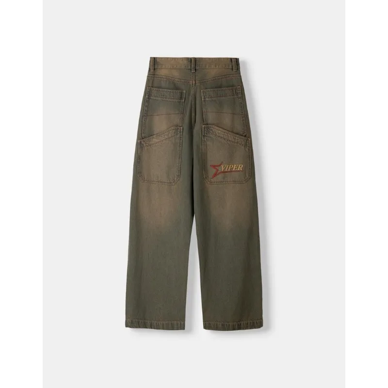 

Y2K Vintage Distressed Jeans New Fashion Harajuku Letter Embroidery Gradient Color High Street Jeans Men Women Casual Streetwear