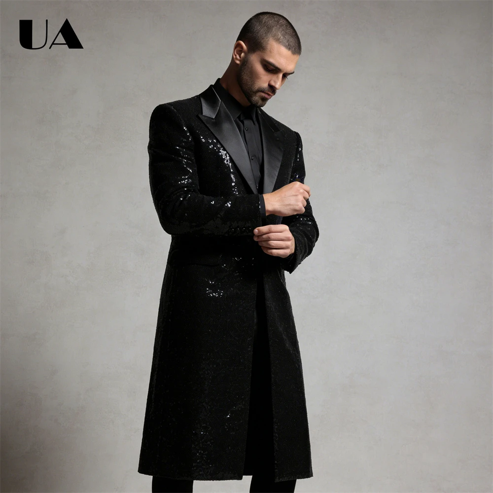 

Glitter Sequined Long Suit Coat, Pageant Costume Suit Jacket, Stage Performance Suit XXS-7XL Suits Custmized Colors