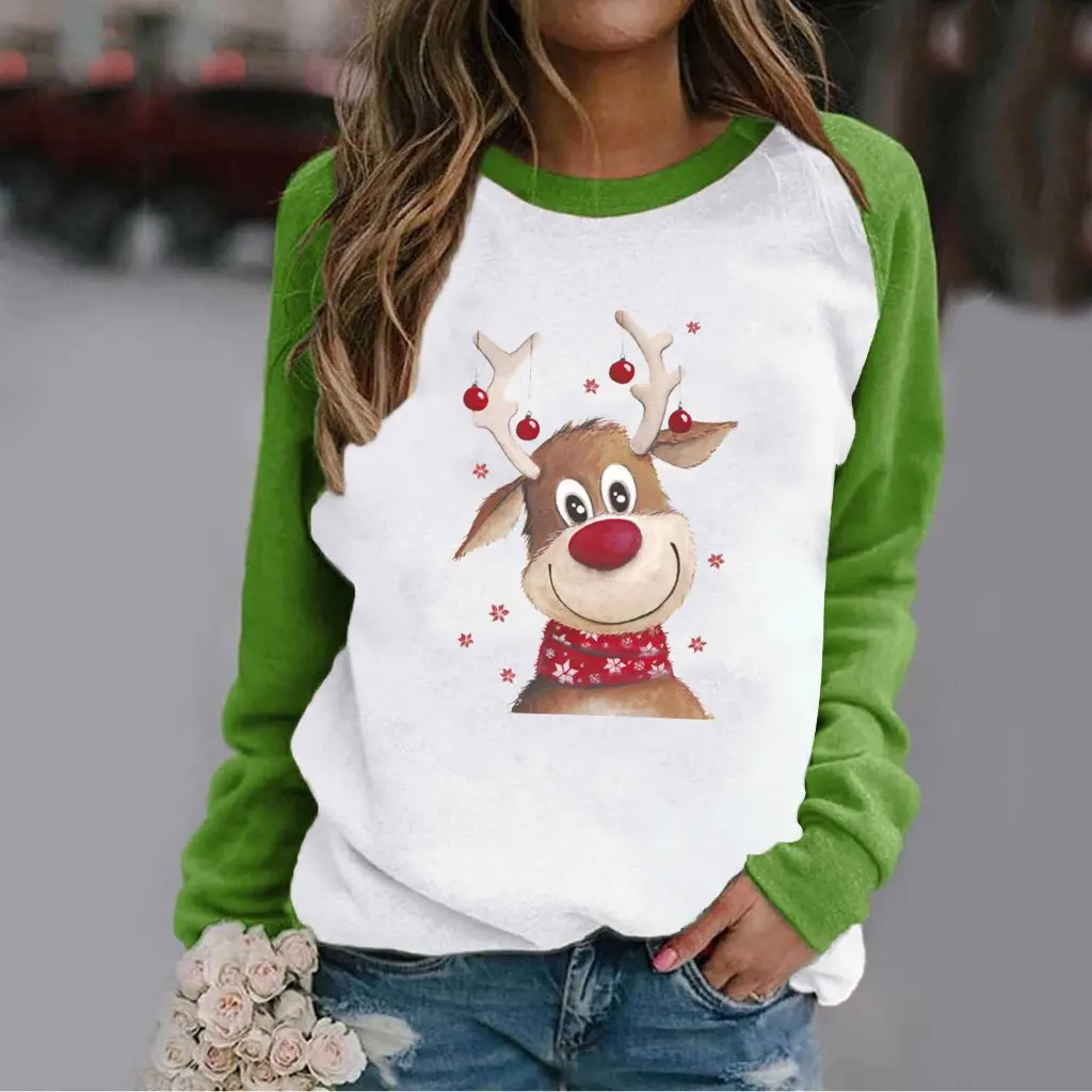 レディースカジュアルプリントフリーススウェットシャツ、ヨーロッパアメリカンスタイル、ラグランプルオーバー、冬の新作、独立系ウェブサイト