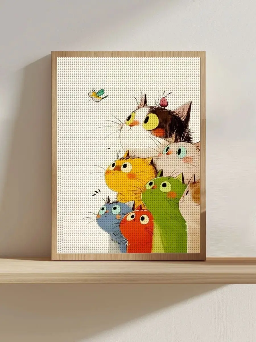 1 Stück 30x40cm/11,8*15,74 Zoll Katzen-Motiv Kreuzstich-Set DIY-Kit 11CT/14CT DIY Stickerei-Set Kreuzstich-Zubehör – Detail 1
