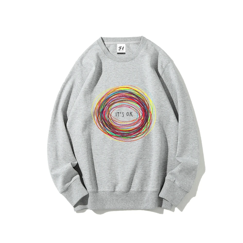 เสื้อสเวตเตอร์ผู้หญิงขนาดใหญ่กราฟิกวินเทจผ้าฝ้ายสตรีทแวร์สบายหลวมพอดีสบายๆที่จําเป็นทุกวันสไตล์แฟชั่นท็อปส์หนุ่ม