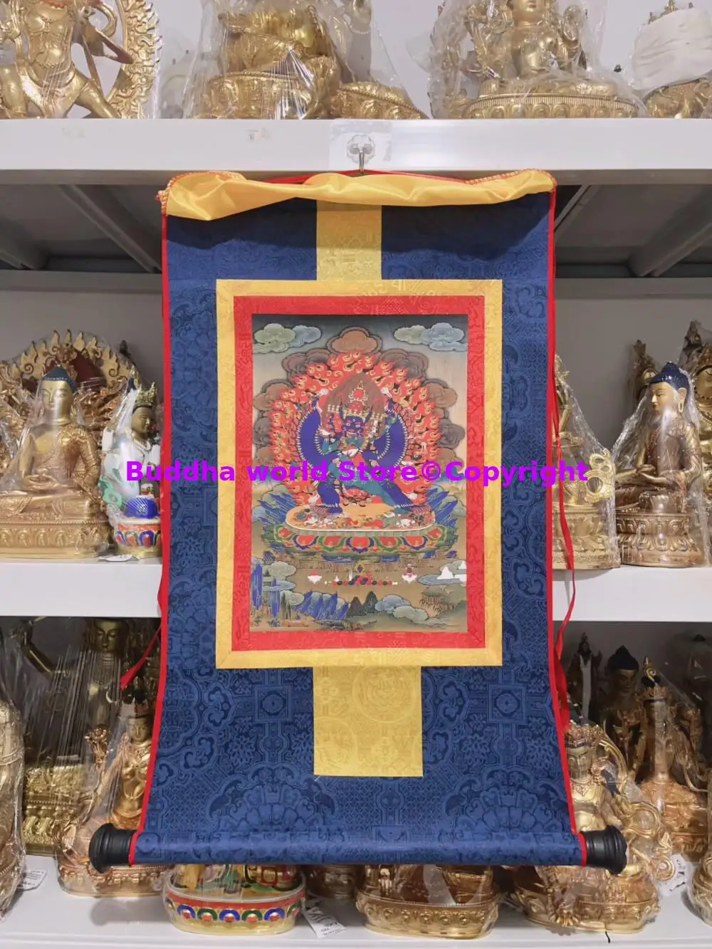 Yamantaka Expel demons power BUDDHA Thangka Hanging decoration painting HOME Temple altar Wall decor Wholesale Buddhist supplies