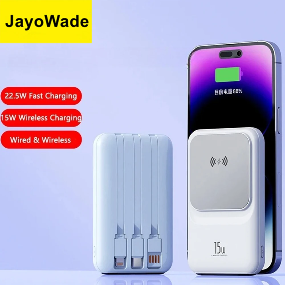 

Новый 20000 мАч для Magsafe Power Bank, магнитный беспроводной внешний аккумулятор со встроенным кабелем для iPhone 16, 15, 14, 13, 12 Mini для Samsung Xiaomi