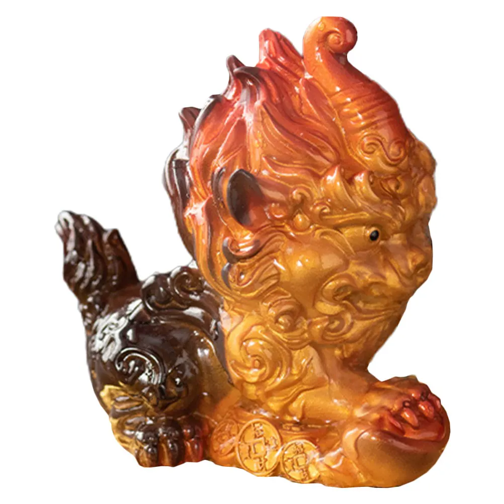 

naments Resin Kylin Sculpture Creative Decoration Tabletop Figurine Animals Statue Desk Accessory Resin Crafts