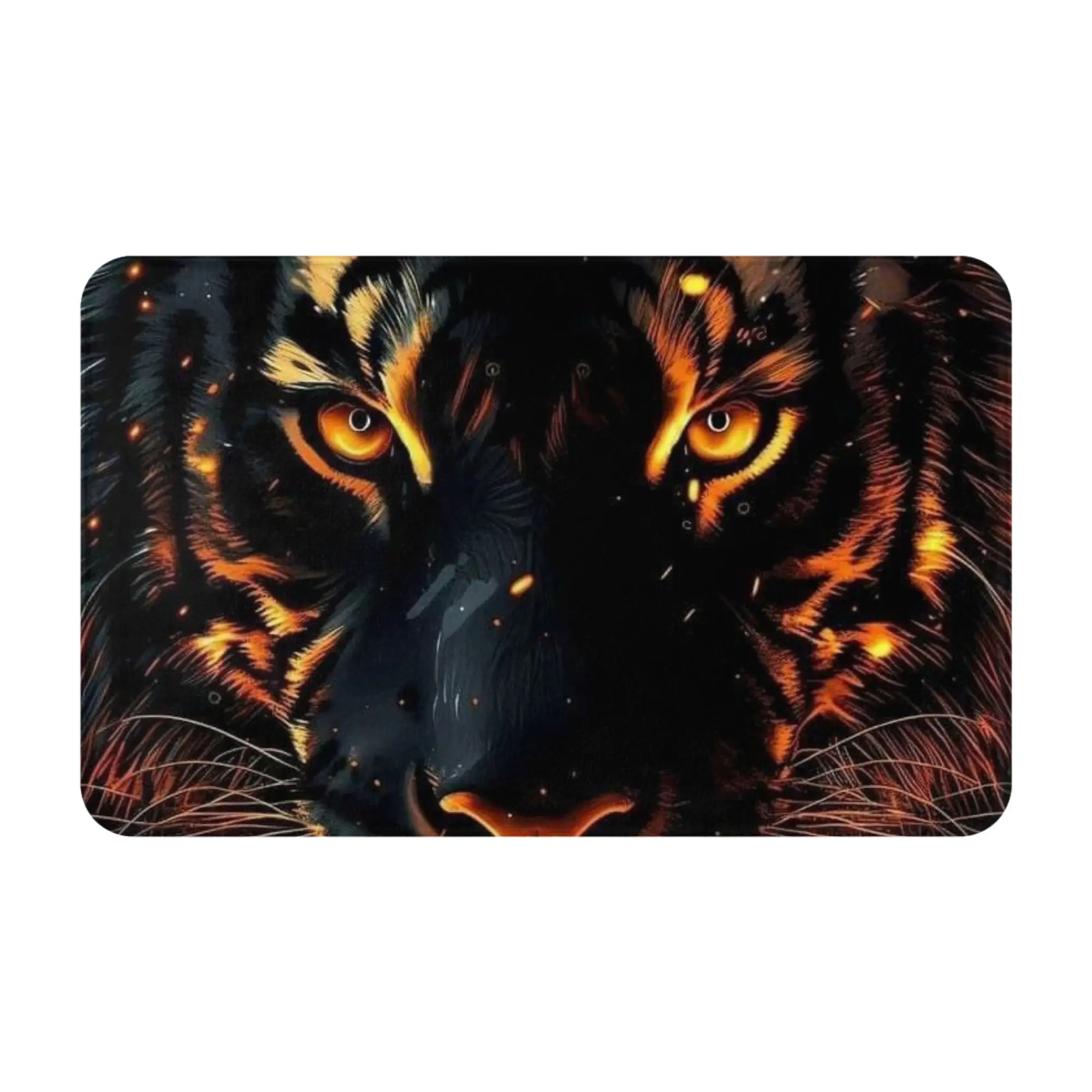 Fiery Black Tiger Fantasy Print Anti-Slip Doormat Bedroom Mat  Waterproof PatternHomeDecor