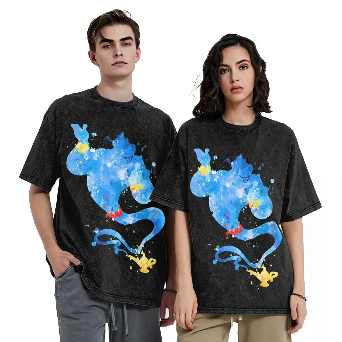 

Amazing T Shirts Men Cotton Vintage T-Shirt Crewneck Aladdin Tees Short Sleeve Tops Original