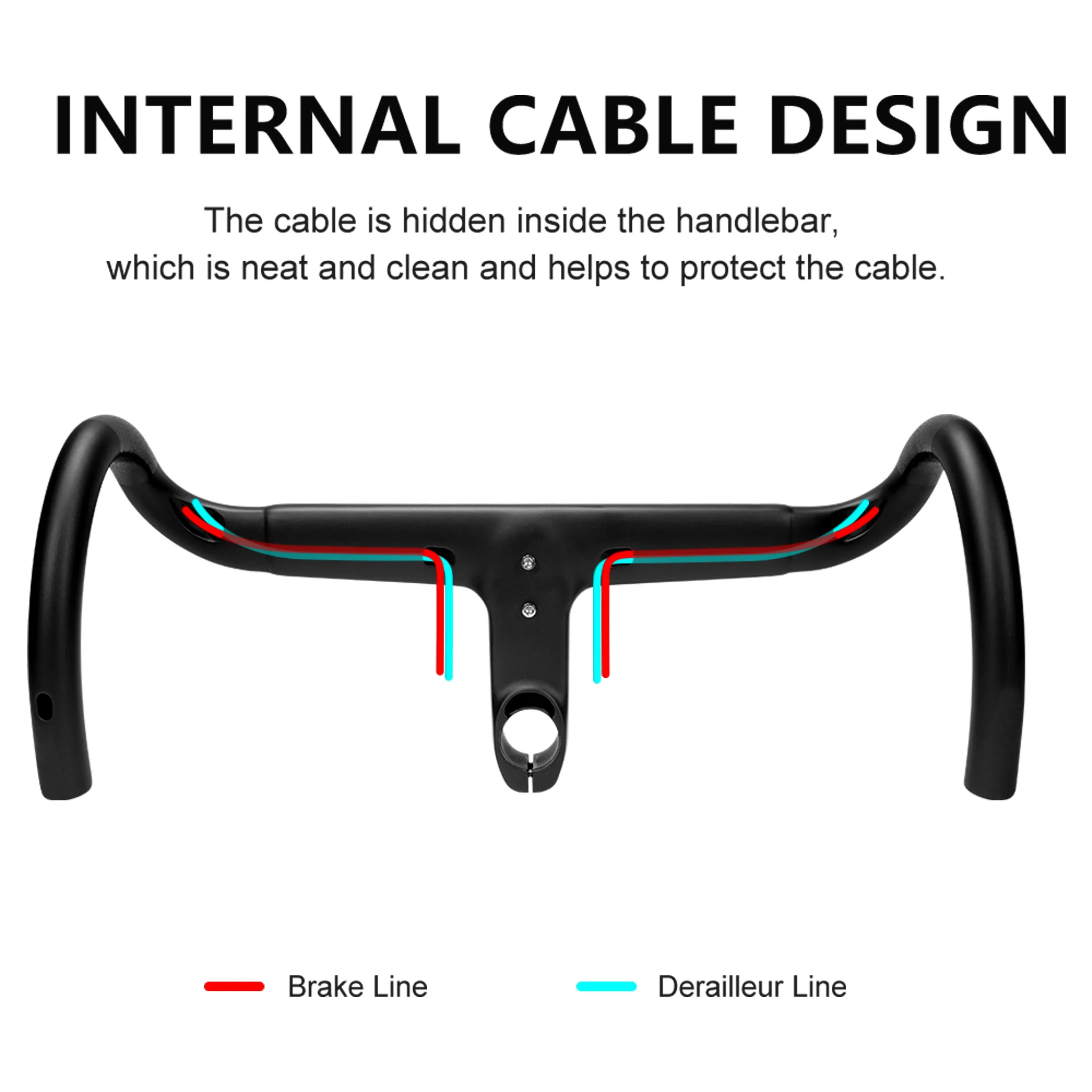 TOSEEK Vollcarbon-Integrierter Rennradlenker Cockpit OD2 Internes Kabel 28,6/31,8mm -6 ° Mit Abstandshaltern 380/400/420mm für Drop Bar – Detail 4