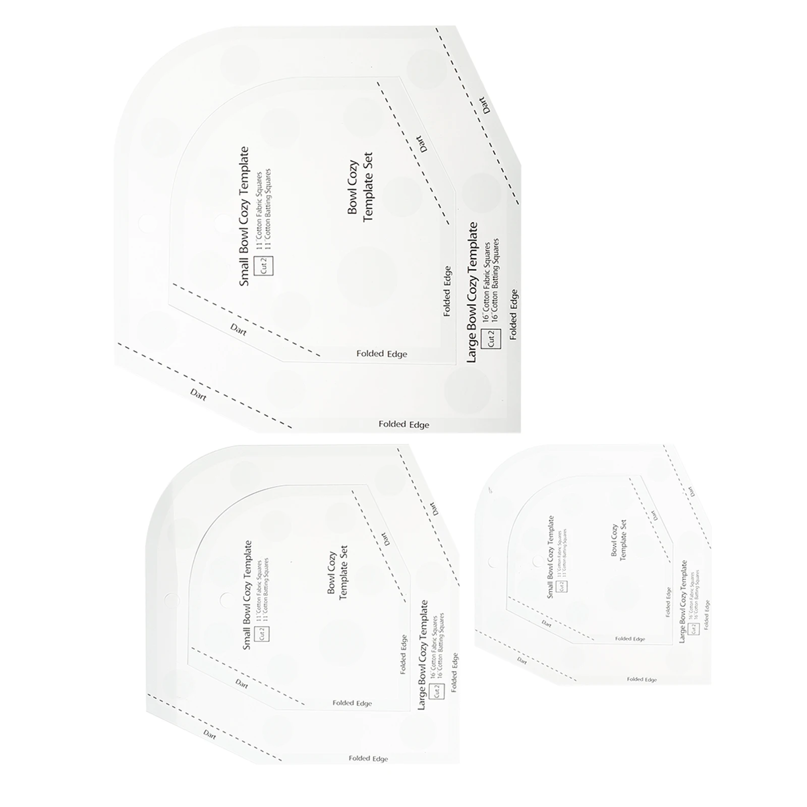 

3 Pcs Sewing Ruler Template Round Edge Transparent Acrylic Bowl Cozy Patchwork Tool Fabric DIY Kitchen Elastic B