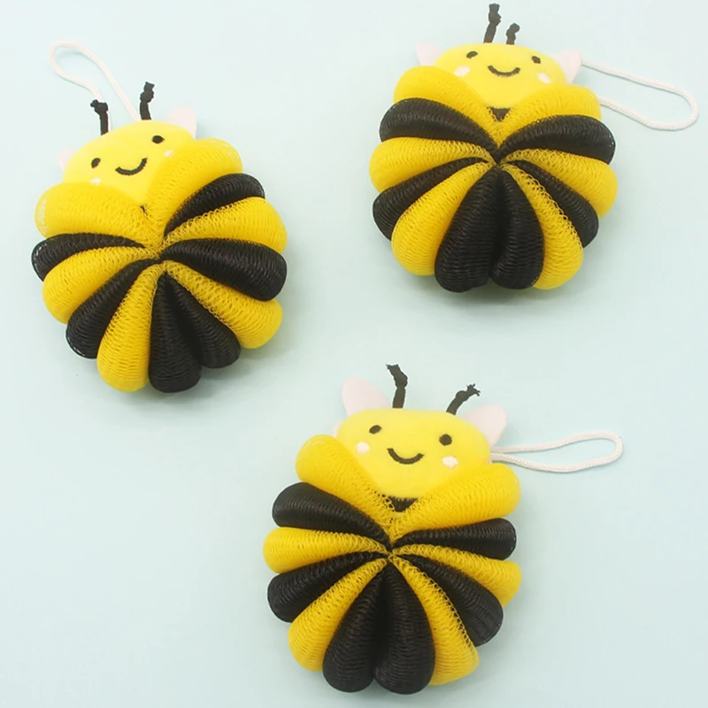 Bee Sponge Bath Ball Shower Rub Bath Shower Wash Body Pot Sponge Scrubber Color Durable Massage Brush for Kids Tools