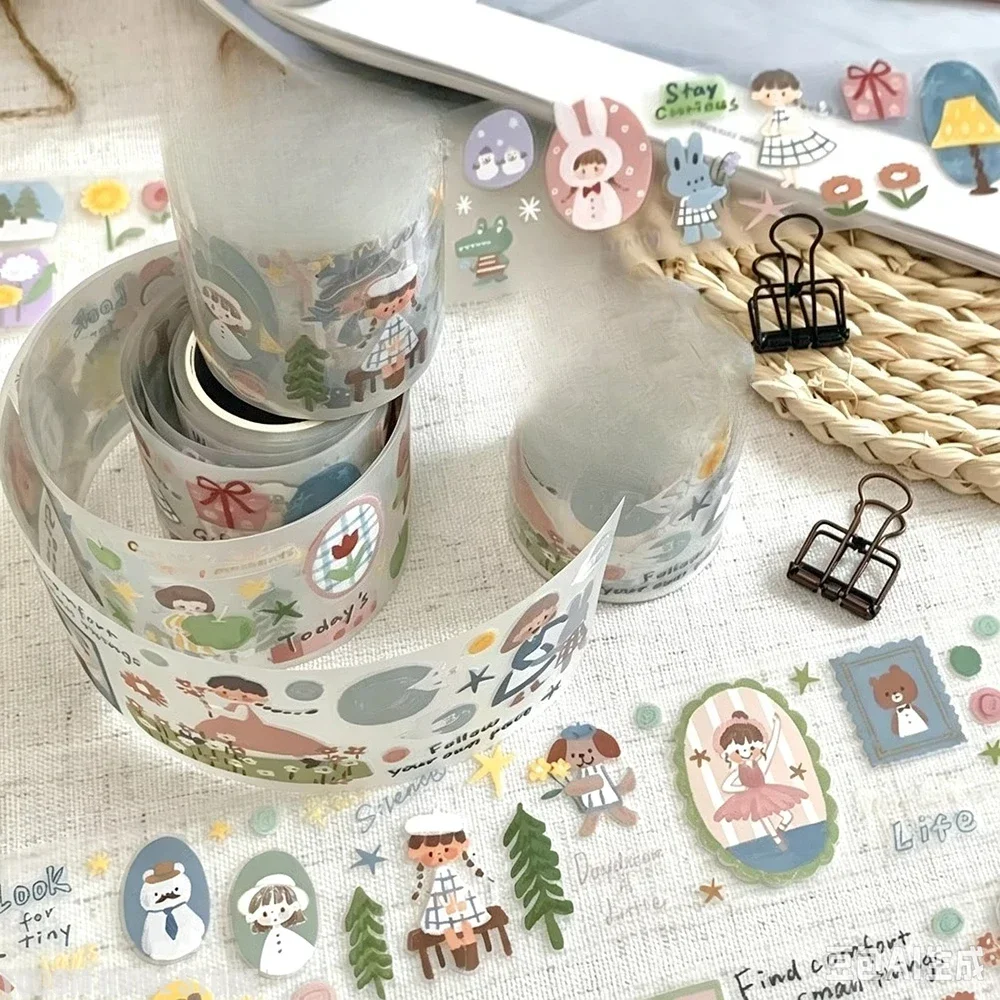 A Strip of Zzoton Soft Hues of Time Die Cut PET Tapes Craft Supplies DIY Scrapbooking Card Making Plan Handmade DIY Sticker
