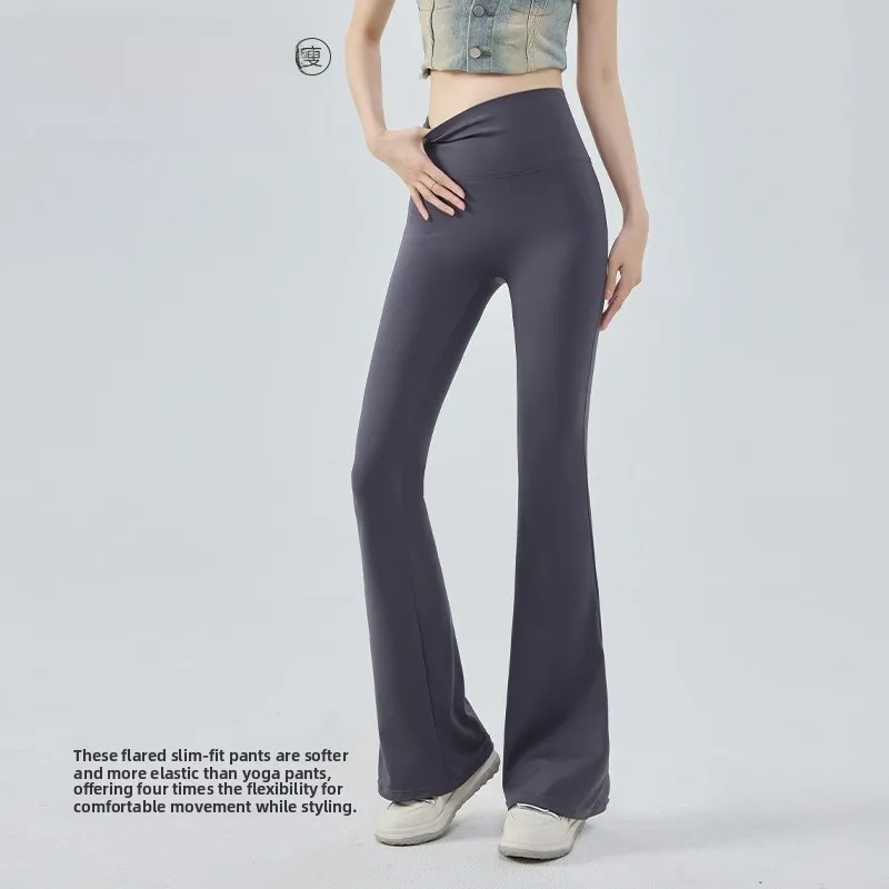 

Брюки для йоги с высокой талией, расклешенные, удлиненные, женские, из эластичной ткани, модель Bell Bot, больших размеров, зимняя коллекция