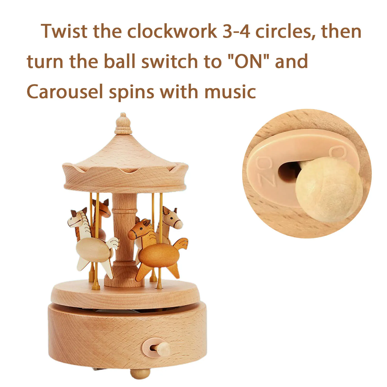 Wooden merry-go-round music box home furnishings ♫ JESUS LOVES ME ♫ For Friends Children Christmas  Birthday Gifts