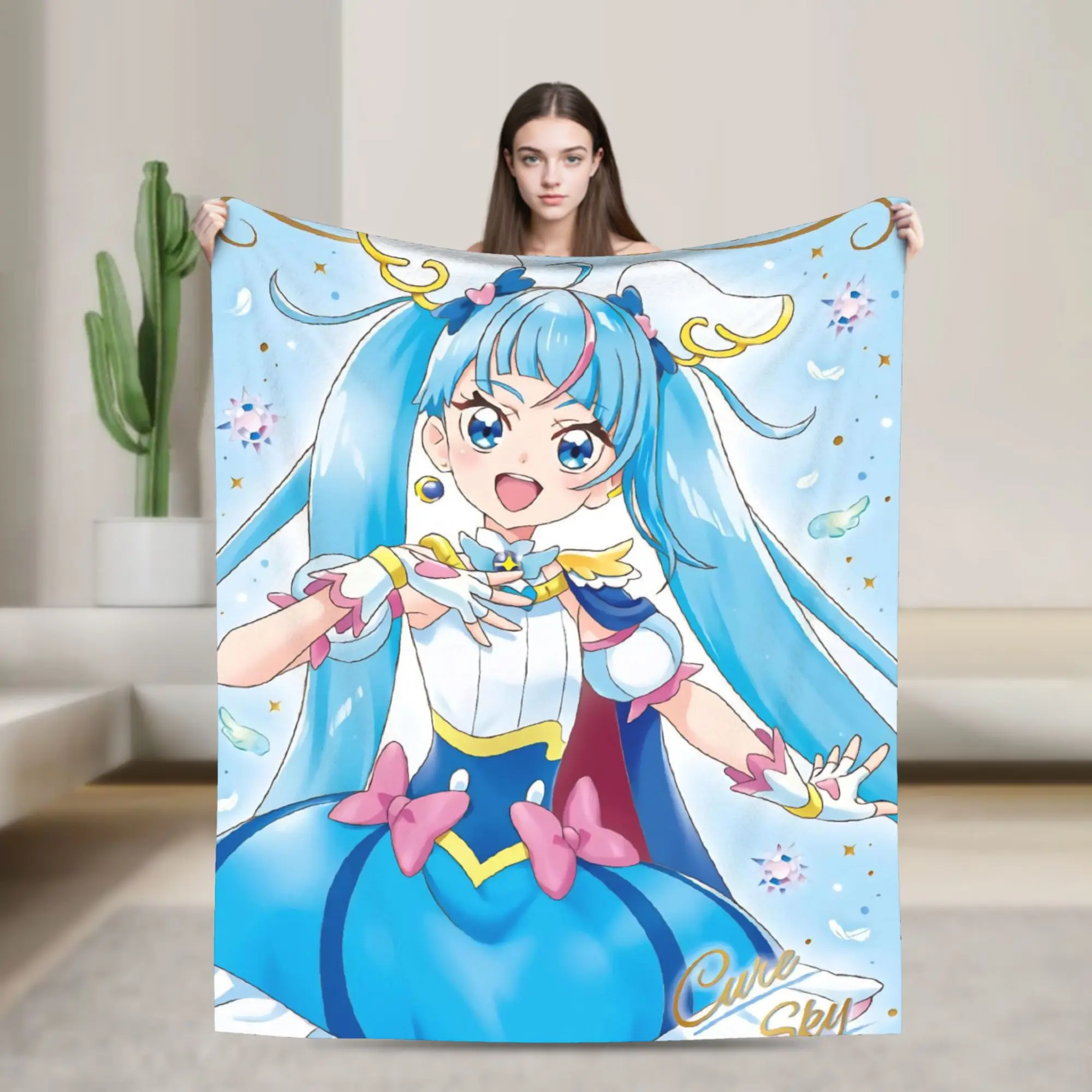 Soaring Sky Pretty Cure Merch Blanket Ultra Soft  Throw Blankets for Sofa 50x60 Inches Multiple Sizes Throws And Blankets