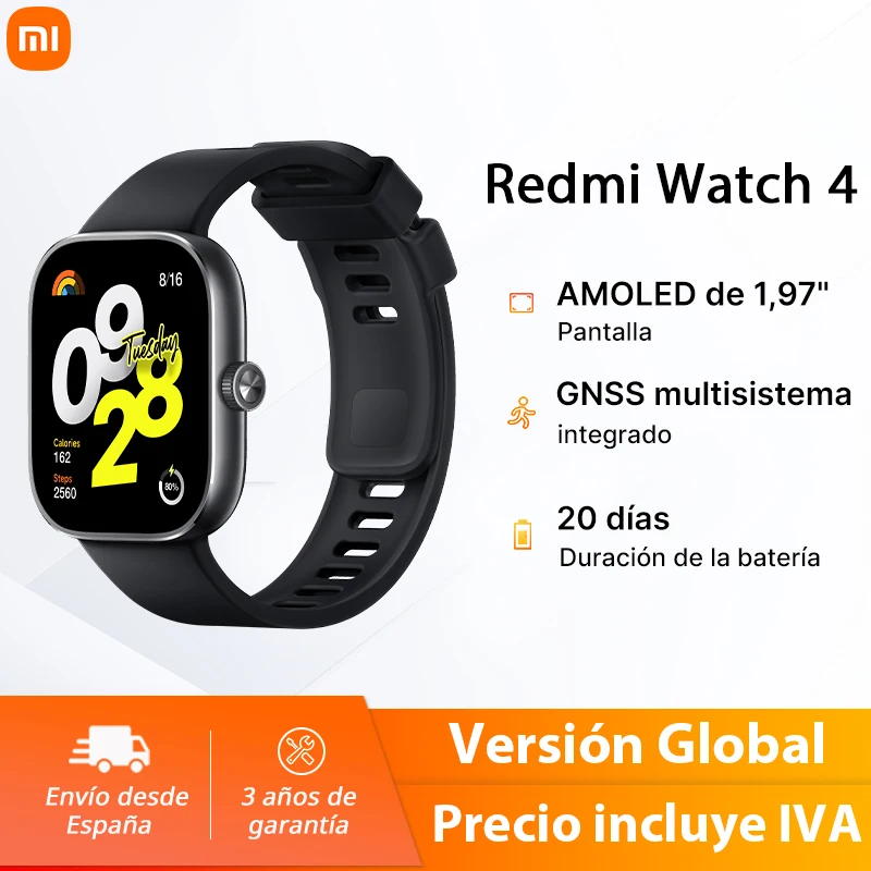 Xiaomi Redmi Watch 4 smart Watch device with 1,97 inch AMOLED screen 390x450 pixels, stress control and