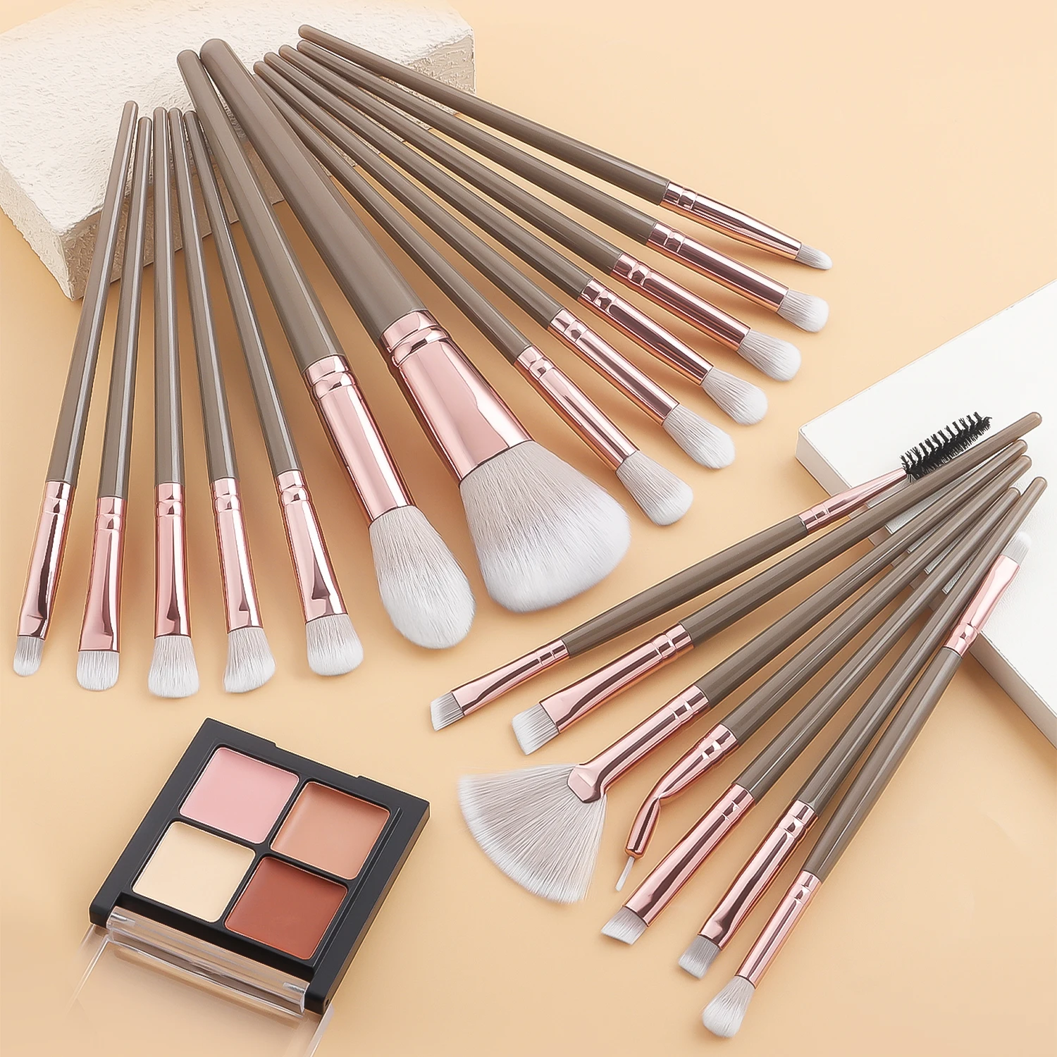 20 pçs pincéis de maquiagem conjunto sombra de olho fundação feminino cosméticos pó solto blush mistura beleza corretivo escova compõem ferramenta