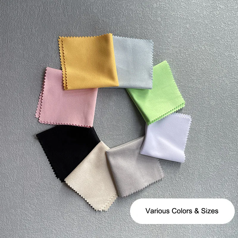 100Pcs/lot 8x8 10x10 15x18 15x15cm Soft Microfiber Suede Glasses Cloth Wipe Napkin Jewelry Cleaning Cloths Custom Printing Logo